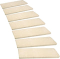 PURE ERA Bullnose Carpet Stair Treads Set Tape Free Non-Slip Indoor Stair Protectors Pet Friendly Rugs Covers Soft Skid Resistant Washable Reusable 9.5" x 30"(7 Pieces,Light Beige)