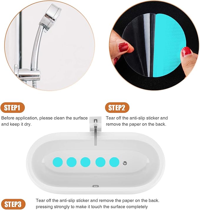 Non-Slip Bathtub Stickers, 24 PCS Safety Bathroom Tubs Showers Treads Adhesive Decals Scraper (Blue)