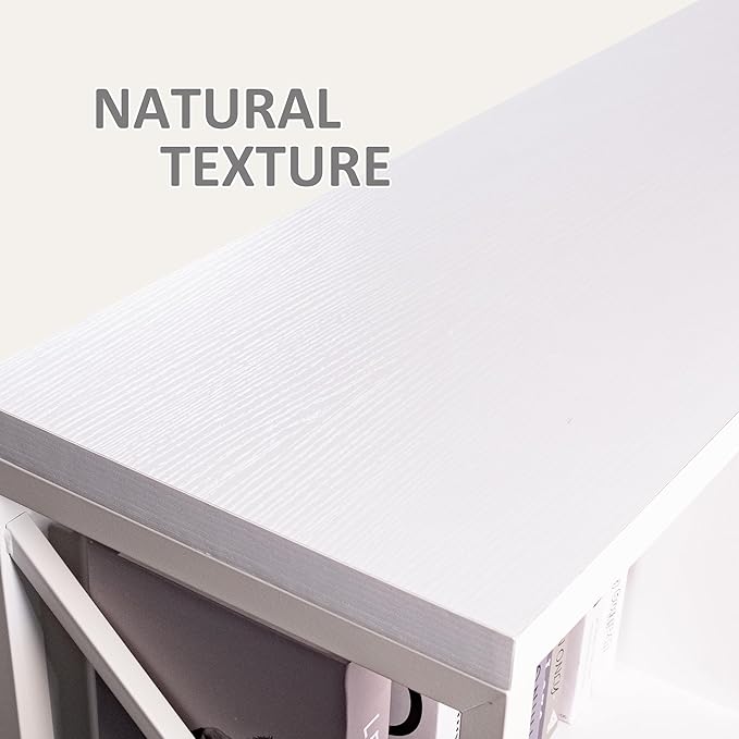 8 Cube Storage Organizer Bookshelf, Industrial Horizontal Bookcase, Accent Cubby Shelf, Media Console Table for Living Room, Home Office, 13.6" D x 63" W x 30.9" H, White