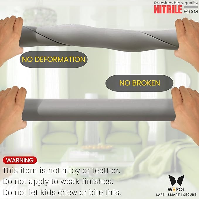 Table Edge Protector for Baby Proofing (18ft Edge+8 Corners) Baby Proof Corners and Edges Guard, Soft NBR Rubber Foam 3M Adhesive, Furniture Corner & Edge Safety Bumpers for Table & Fireplace-Gray