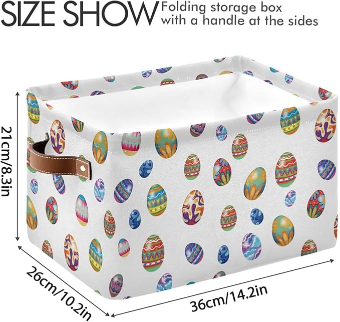 Easter Storage Basket Cube Storage Bins Organizer Bag Collapsible Closet Shelf Baskets with handle for Cloth Book 14.2×10.2×8.3 IN