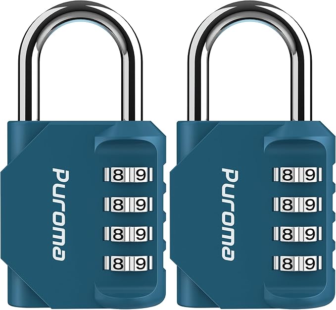 Puroma 2 Pack Combination Lock for Locker 4 Digit Outdoor Waterproof Padlock for School, Gym, Sports, Fence, Toolbox, Gate, Case, Outdoor, Hasp Storage, Cabinets (Dark Green)