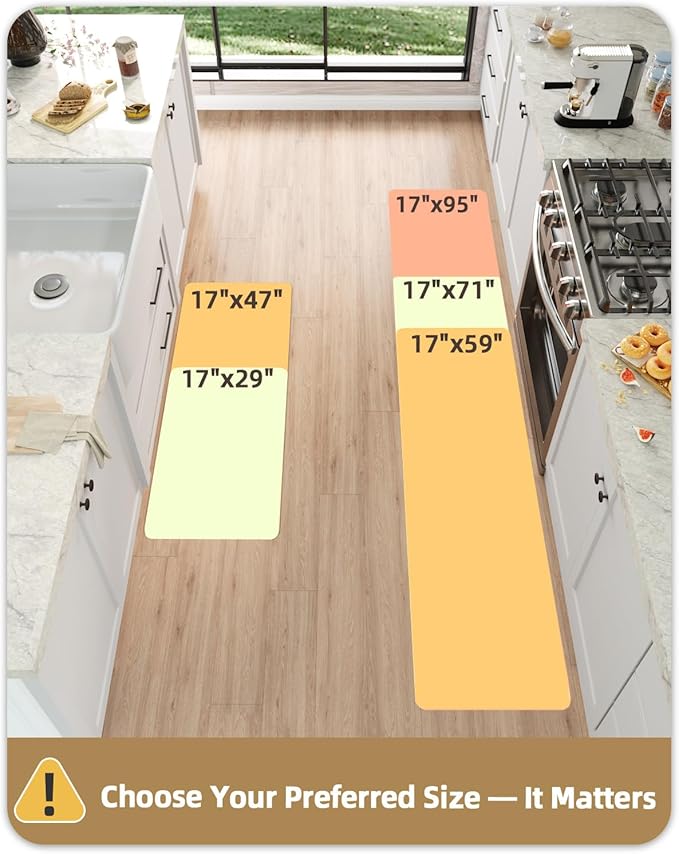 Color&Geometry Anti Fatigue Cushioned Checkered Designed Kitchen Mats Set, Easy Clean, Waterproof & Oil Proof Kitchen Floor Mat, Anti Slip Runner for Front Sink Comfort Standing,17x29+17x59,Grey