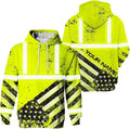 US Flag High Visibility Hoodie for Men Reflective Hoodie Safety Workwear for Worker Runner Patriotic ACC02
