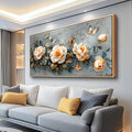 PHAOHUAXM Wall Art For Living Room Large Canvas Wall Decoration For Bedroom White Ink-Wash Flower Wood Frame Paintings Office Restaurant Room Mural Printing Artwork Ready To Hang Home Decor 24"X48"