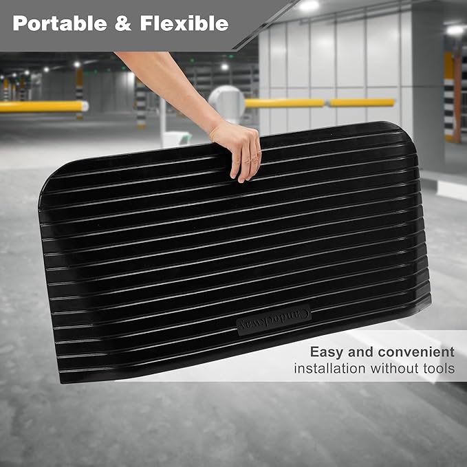 3" Rise Threshold Ramps Doorway, Wheelchair Ramp with Non-silp Surface, 4400 LBS Capacity, Solid and Portable, for Steps, Driveway and Curb Black