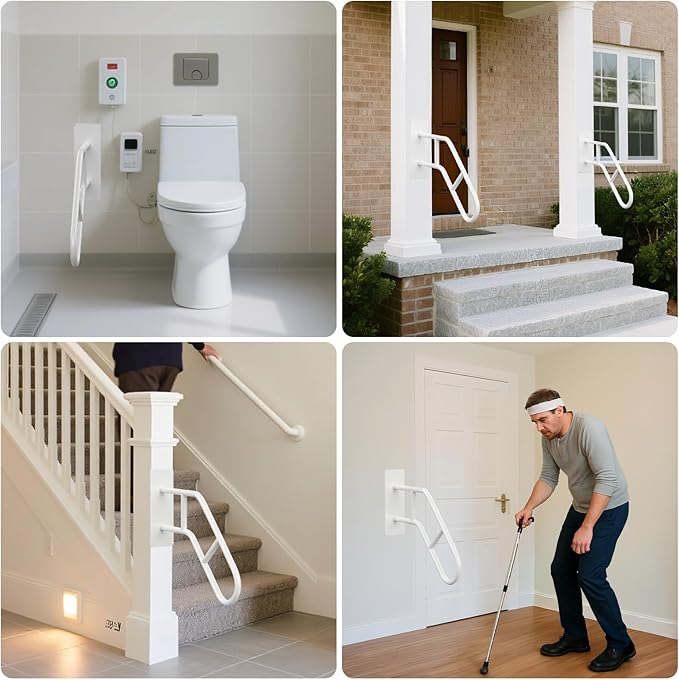 Aduanbang Hand Rails for Outdoor Steps & Elderly,U-Shape Wall Mount Stair Railing, Porch, Deck, Garage & Garden Grab Bar, 2 Pack Safety Handle