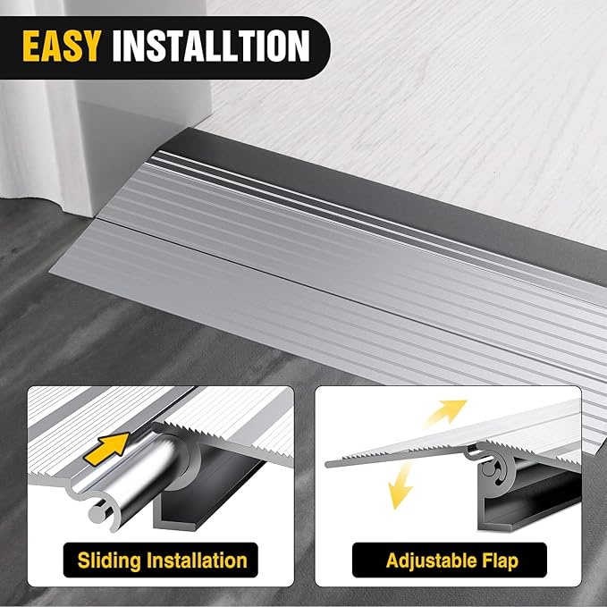 Nilight Door Threshold Ramp, 2" Rise Portable Aluminum Wheelchair Door Entry Ramps for Doorways Stairs Home Steps