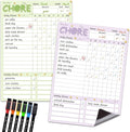 Magnetic Dry Erase Chore Chart - 8.5"x12" Behavior Responsibility Chore Board for Kids, Teenagers - 6 Extra Fine Point Markers Included - Shipped Flat 2 Pcs