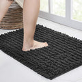 Walensee Large Bathroom Rug Non Slip Bath Mat (72x24 Inch Dark Grey) Water Absorbent Super Soft Shaggy Chenille Machine Washable Dry Extra Thick Perfect Absorbant Best Plush Carpet for Shower Floor