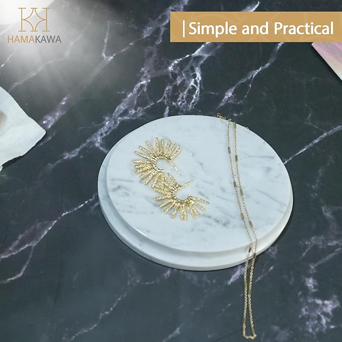 Oval Natural Marble Soap Dish, Carrara White Stone Jewelry Dish 5 Inch, Bathroom Shower Soap Holder, Modern Sponge Holder, Bar Soap Saver Tray, Kitchen, Easy to Clean