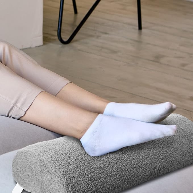 Wesiti Recliner Foot Pillow Cushion High Resilience Sherpa Memory Foam Bolster Sleeping Rest Multipurpose Half Roll Leg Pillow Suitable for Bed Chair Sofa Headrest Back Lumbar Leg Support(Light Gray)