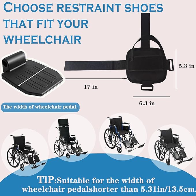 Wheelchair Restraint Shoes Prevent The Foot from Falling Off The Footrest Adjustable & Easy to Wear,Wheelchair Shoe Holder Straps for Disabled & Rehabilitation Patients