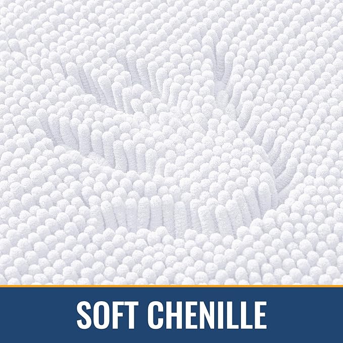 Arotive Bathroom Toilet Rugs U Shaped 24x20, Extra Soft Absorbent Shaggy Chenille Contour Bath Rugs for Toilet, Machine Washable Non-Slip Contoured Bath Mats, White