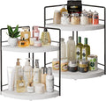 2 Pack Bathroom Counter Organizer,2 Tier Corner Bathroom Counter Organizer, Wooden Vanity Organizer for Bathroom Organizers and Skincare Cosmetics Dresser Storage