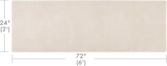 Madison Park Marshmallow Bathroom Rug Non Slip, Luxrurious Plush Bath Mat, Absorbent, Quick Dry, Spa Design Bath Room Décor, 24x72, Natural