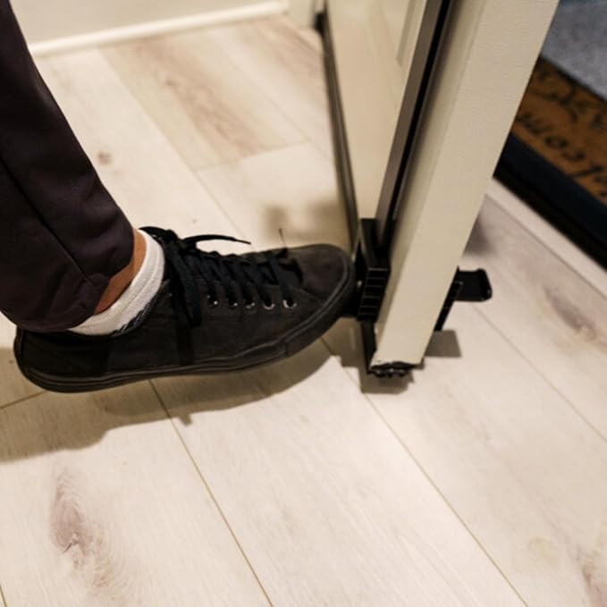 1Step Foot-Operated Door Opener for Latched Doors, Hands-Free, Convenient, Elegant Design, Lockable Door Handle - 1-Sided (Bathrooms and Offices)