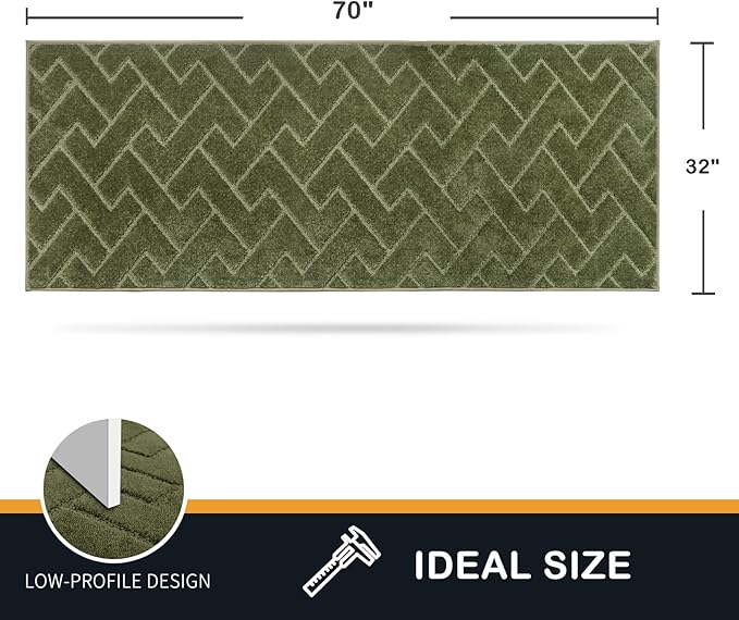 PURRUGS Dirt Trapping Door Mat 32" x 70", Non-Slip Machine Washable Entry Rug, Shoe Scraper, Dog Doormat, Super Absorbent Welcome Mat for Front & Back Door, Muddy Wet Shoes & Paws, Sage Green
