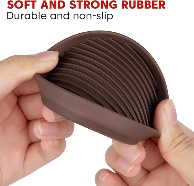 Rubber Non Slip Furniture Pads for Hardwood Floors,8 PCS 3"x3" Round Floor Protectors for Furniture,Large Furniture Casters Cups for Table Bed Couch Stoppers to Prevent Sliding,Brown