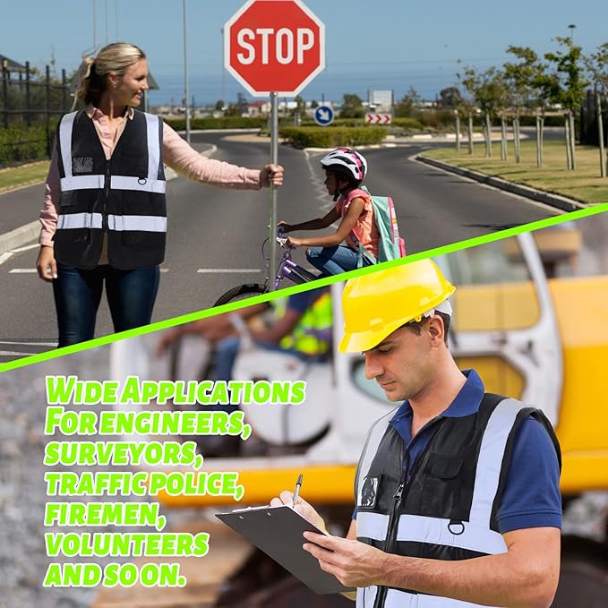 EBOOT 10 Pcs Safety Vests High Visibility Safety Vest with Reflective Strips for Construction Outdoor Running Cycling Walking