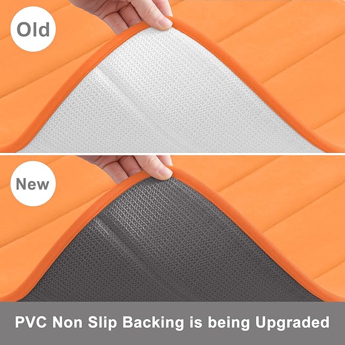 Buganda Memory Foam Bath Mat, 55" x 24", Ultra Soft and Non-Slip Bathroom Rugs, Water Absorbent and Machine Washable Bath Rug Runner for Bathroom, Shower, and Tub, Orange