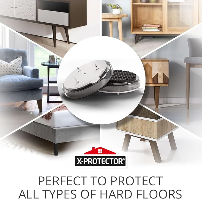 X-Protector Nail On Non Slip Furniture Pads - 8 PCS 1" - Premium Chair Leg Floor Protectors - Black Rubber Feet for Furniture Feet - Ideal Rubber Stoppers Chair Leg Pads to Keep Anything in Place!