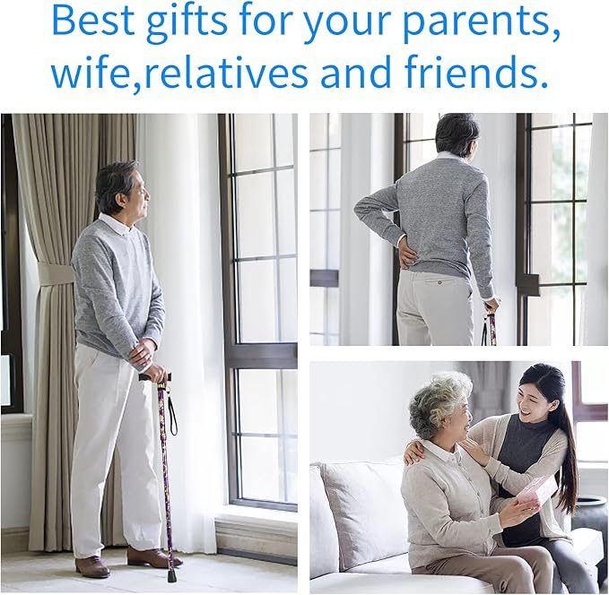 Walking Cane LIXIANG Cane for Man/Woman | Mobility & Daily Living Aids | 5-Level Height Adjustable Walking Stick | Comfortable Plastic T-Handle Portable Walking Stick Folding Cane