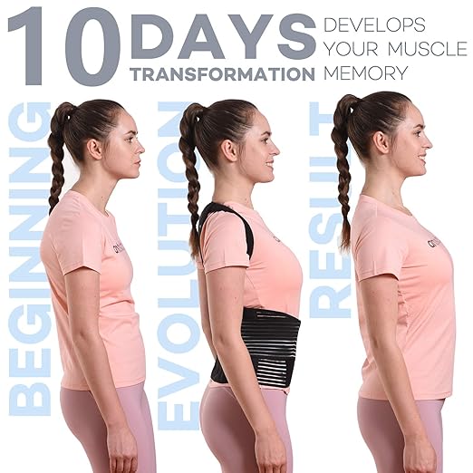 SICHEER Posture Corrector for Women and Men Back Brace Straightener Shoulder Upright Support Trainer for Body Correction and Neck Pain Relief, Medium(waist 34-38 inch)