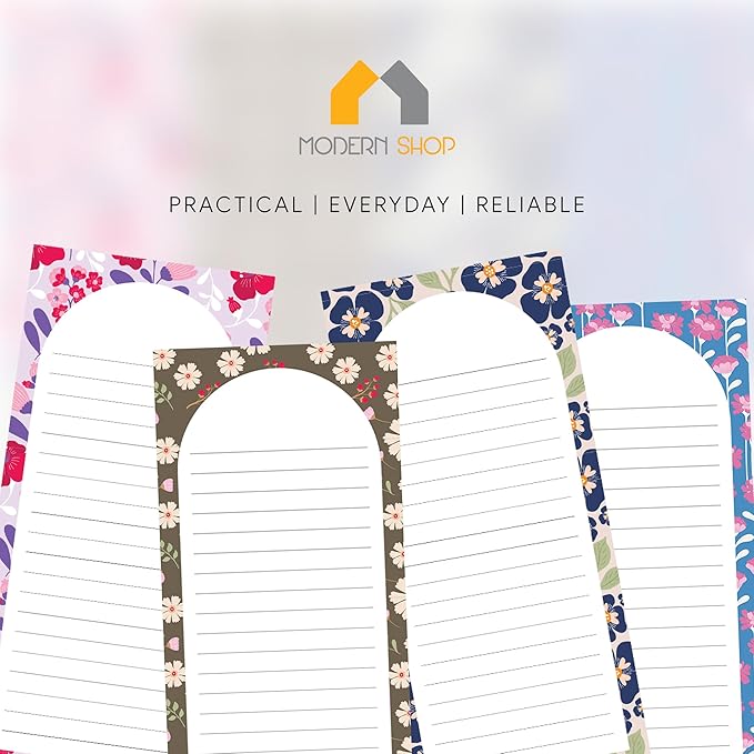 Magnetic Notepads – Notepads for Grocery List, Shopping List, To-Do List, Reminders -Strong Magnetic Back- Memo Notepad | 8 pack Medium | Floral Style