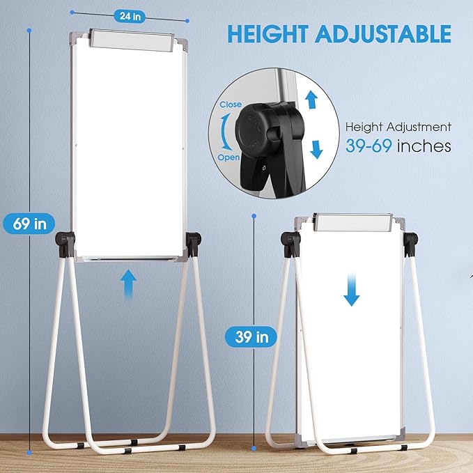 MaxGear Large Monthly White Board Stand with Calendar, 36" x 24" Double Sided Dry Erase Board Easel for School Classroom, Home Office Stand Flip Chart Height Adjustable