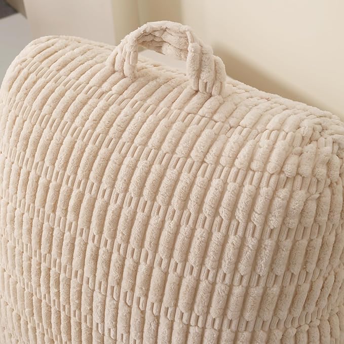 Reading Pillow for Sitting in Bed, Large Backrest Reading Pillow with Arm Rest,Back-Rest Support Cushion for Sit Up on Couch, Sofa, and Floor, Dorm Essentials (Cream Corduroy, Standard(17"))