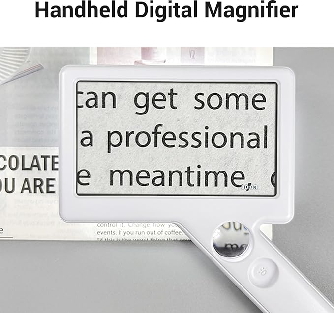 Gugxiom 20X Page Magnifying Glass with Light, 4.3 Inch Display Handheld Magnifier, Lightweight Magnifying Glass for Reading Small Prints Seniors Low Vision