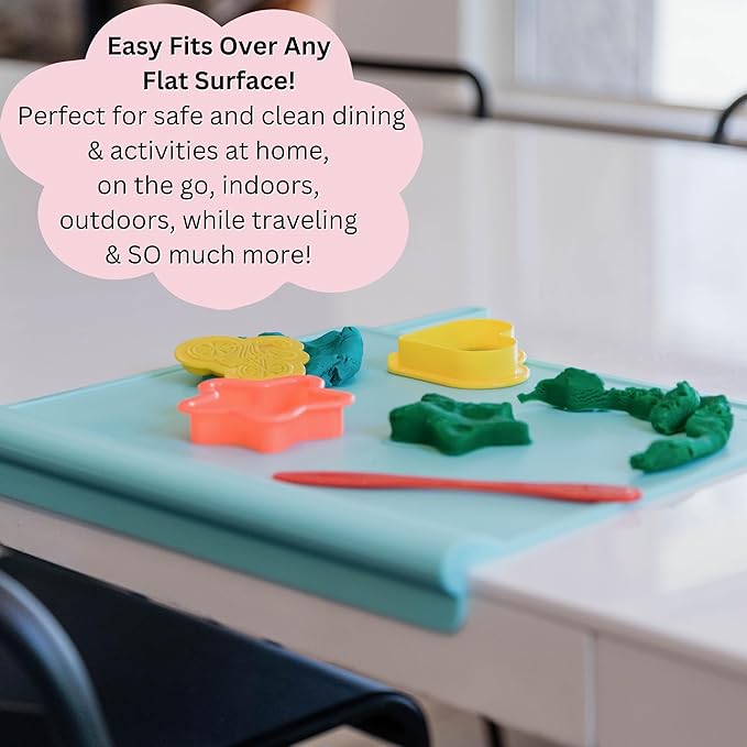 The Table Tyke Silicone Placemat with Table Edge Bumper for Baby Toddler Suction Cup Safety Mat (Sage Green)