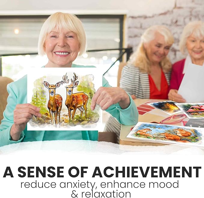 QUOKKA Dementia Activities for Seniors - Water Painting Alzheimers Products for Elderly - Reusable Activity Kits for Dementia Patients - Forest Moments Relaxing Set