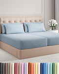 Split King 7 Piece Sheet Set - Cooling & Breathable Bed Sheets - Hotel Luxury Bed Sheets for Women, Men, Kids & Teens - Deep Pockets - Easy Fit - Soft & Wrinkle Free - Split King Heathered Blue Sheets