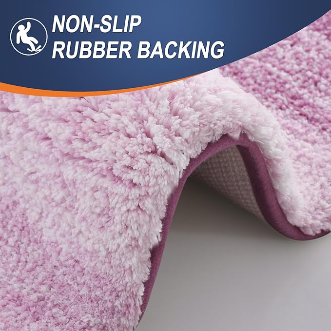 OLANLY Bathroom Rugs Mat 24x16, Extra Soft Absorbent Microfiber Bath Rugs, Rubber Backing, Quick Dry, Washable Bath Mats for Bathroom Floor, Tub and Shower, Home Decor Accessories, Pinkish-Purple