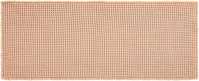 Waffle Bath Mat, Boho Bathroom Rugs Non Slip Washable Super Absorbent Quick Dry Bath Mat Farmhouse Bathroom Decor, 48"x24" Light Peach