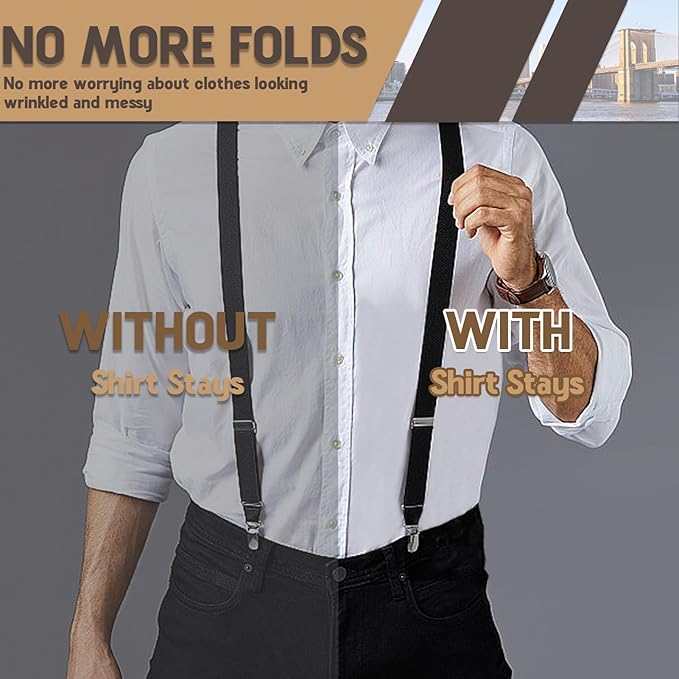 STAY GENT Mens Shirt Stays Adjustable Elastic Shirts Tucker Shirt Garter for Men Police Keep Shirt Tucked