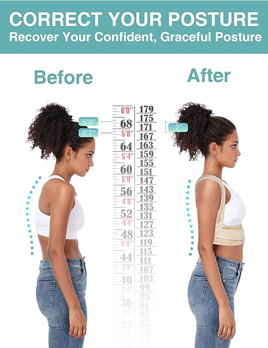 Posture Corrector for Women Men,BI-Straps Back Straightener - Bamboo Fiber Back Brace Posture Corrector - Instant Upper Back Pain Relief (Beige, M/L)