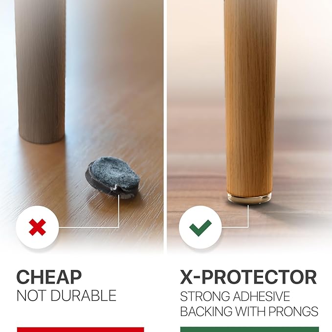 X-Protector Nail On Chair Leg Pads - 8 PCS 1" - Felt Chair Leg Floor Protectors - Nail in Felt Furniture Pads for Hardwood Floors - Premium Floor Protectors for Chairs - Protect Hard Surfaces!