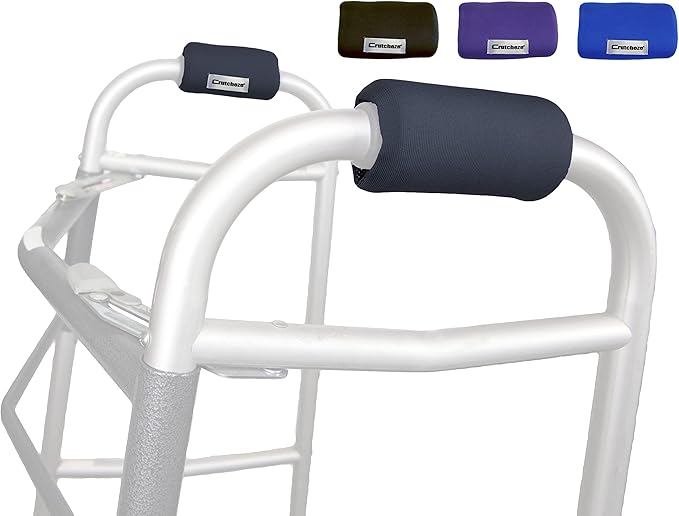 Crutcheze Walker Padded Hand Grip Covers Premium USA Designed Moisture Wicking, Comfort, Fashion, Washable - Standard Walker Handle Cushion - Mobility Aid Accessories