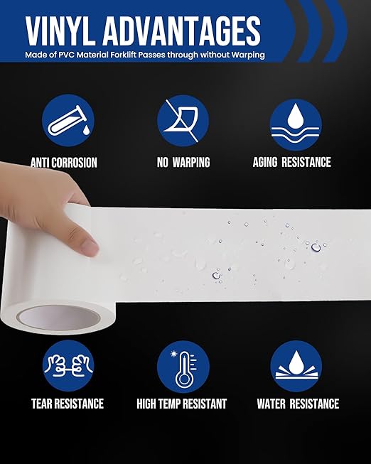 Lichamp 6 Rolls Vinyl Tape, Premium Safety Marking and Traffic Floor Marking Tape, Bundling, Social Distancing, 4 Inch x 36 Yards per Roll, 216 Total Yards, White