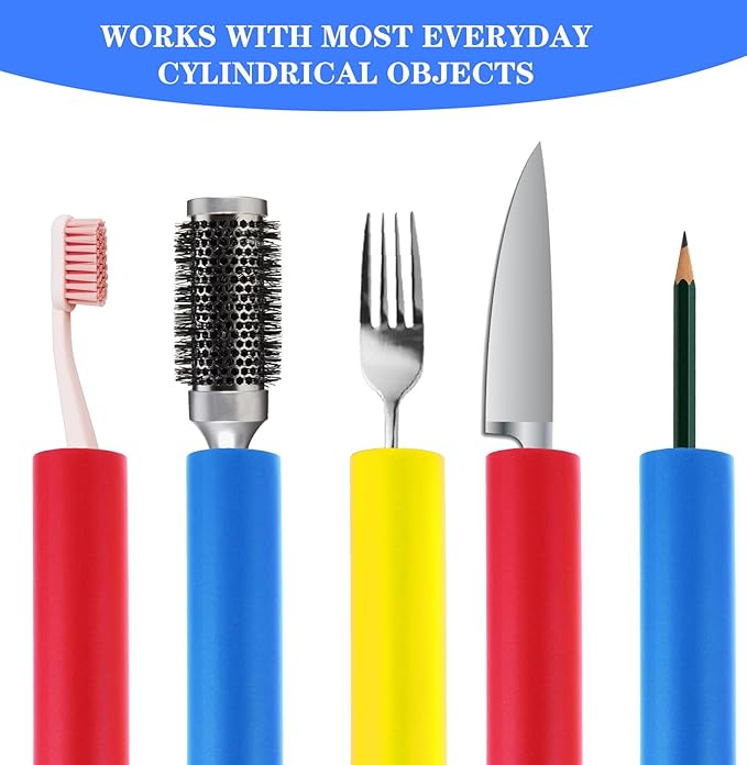 6 Pcs Foam Grip Tubing Comfort Non-Slip Foam Tubing for Utensils Pens Pencils Tools Ergonomic Handle Grip Tube for Elderly, Disabled, 3 Sizes