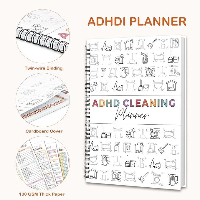 Adhd Cleaning Planner, Customizable Daily, Weekly, Monthly Home Cleaning Checklist for ADHD & Household Chore Management | Editable Organizer for Stress-Free Cleaning Routines