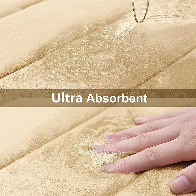 Buganda Memory Foam Bath Mat, 44" x 24", Ultra Soft and Non-Slip Bathroom Rugs, Water Absorbent and Machine Washable Bath Rug Runner for Bathroom, Shower, and Tub, Gold