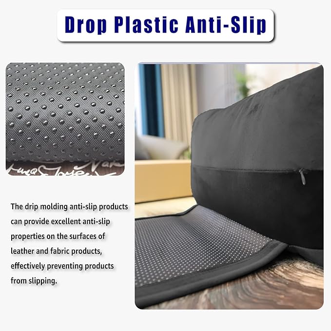 Headrest Pillow with Pearl Cotton Filling - Non-Slip Headrest Cushion for Recliners, Sofas and Loveseats (Black)
