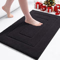 Buganda Bathroom Rugs, 24" x 16", Soft and Absorbent Microfiber Bath Rugs, Non-Slip Shaggy Shower Carpet, Machine Wash Dry Bath Mats for Bathroom Floor, Tub and Shower, Black