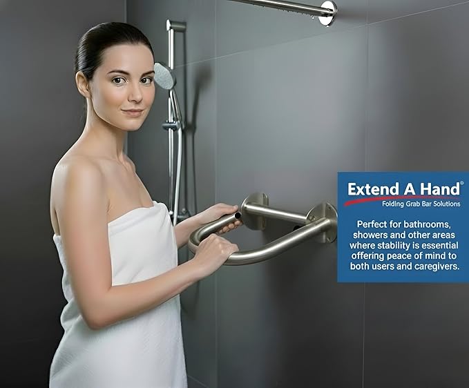 Extend-A-Hand Grab Bar Extension 12"x12"| Heavy-Duty Bathroom Safety Handrail, Non-Slip Stainless Steel Support Grab Bar for Elderly, Disabled & Injury Recovery.