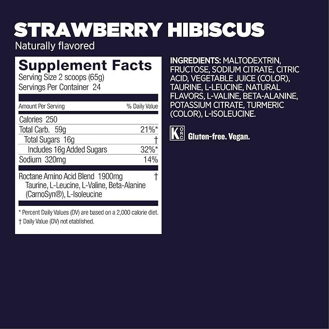 Gu Energy Roctane Ultra Endurance Energy Drink Mix, Vegan, Gluten-Free, Kosher, and Dairy-Free n-The-Go Energy for Any Workout, Strawberry Hibiscus, 3.44 lb. Canister (24 Servings)