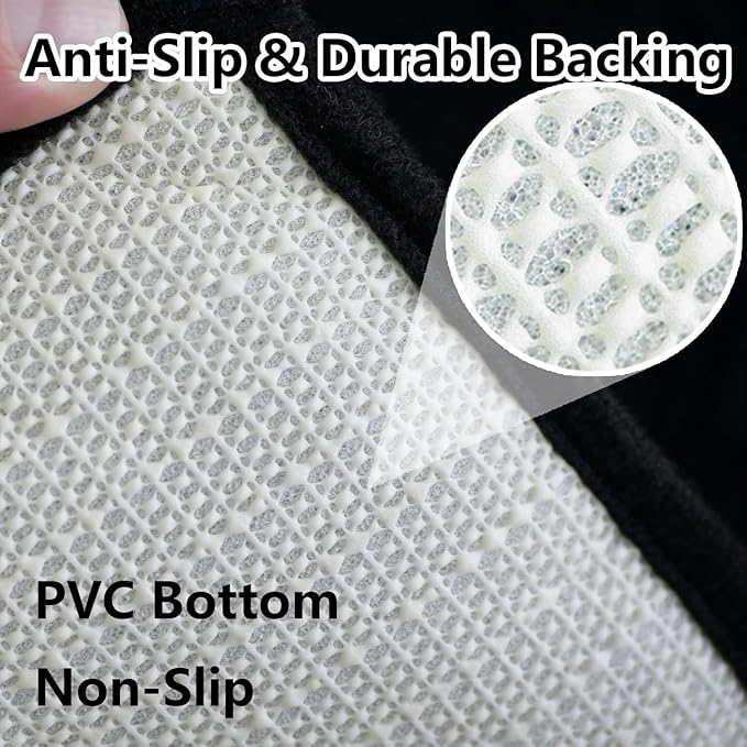 BOANKODU Bathroom RugsSets 2 Piece，59X24+16X24Inch，Absorbent Non-Slip Very Soft Chenille Mat,Machine Washable （Black）